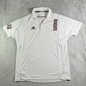 Adidas Aggies Polo Shirt White Mens Lrg Golf Athletic Performance Team Issue